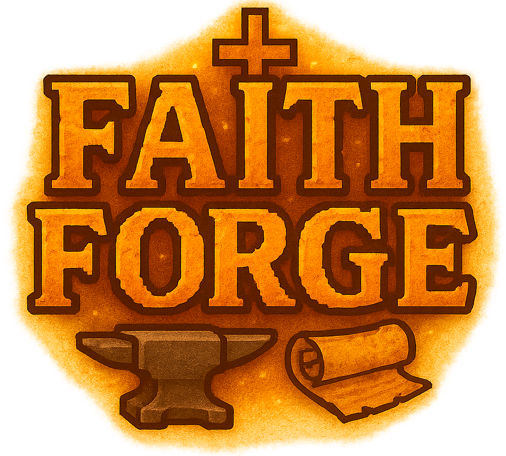 Faith Forge logo in pixel art style